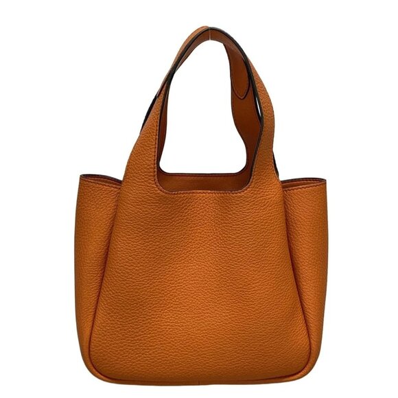 PRADA Triangle Logo Orange Leather Tote Bag 1353-041925 - Picture 2 of 14